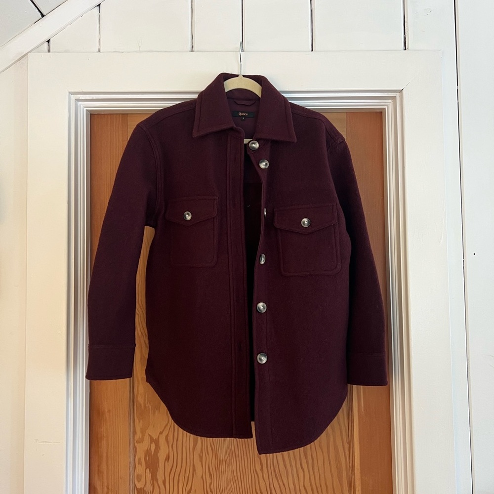 Quince Wool Blend Shacket in Deep Burgundy